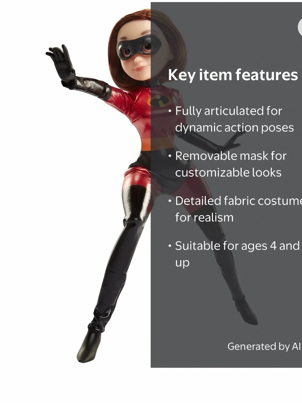 2018 Disney / Pixar The Incredibles 2 Elastigirl Doll Red Super Suit 12”